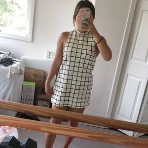 White print halter dress